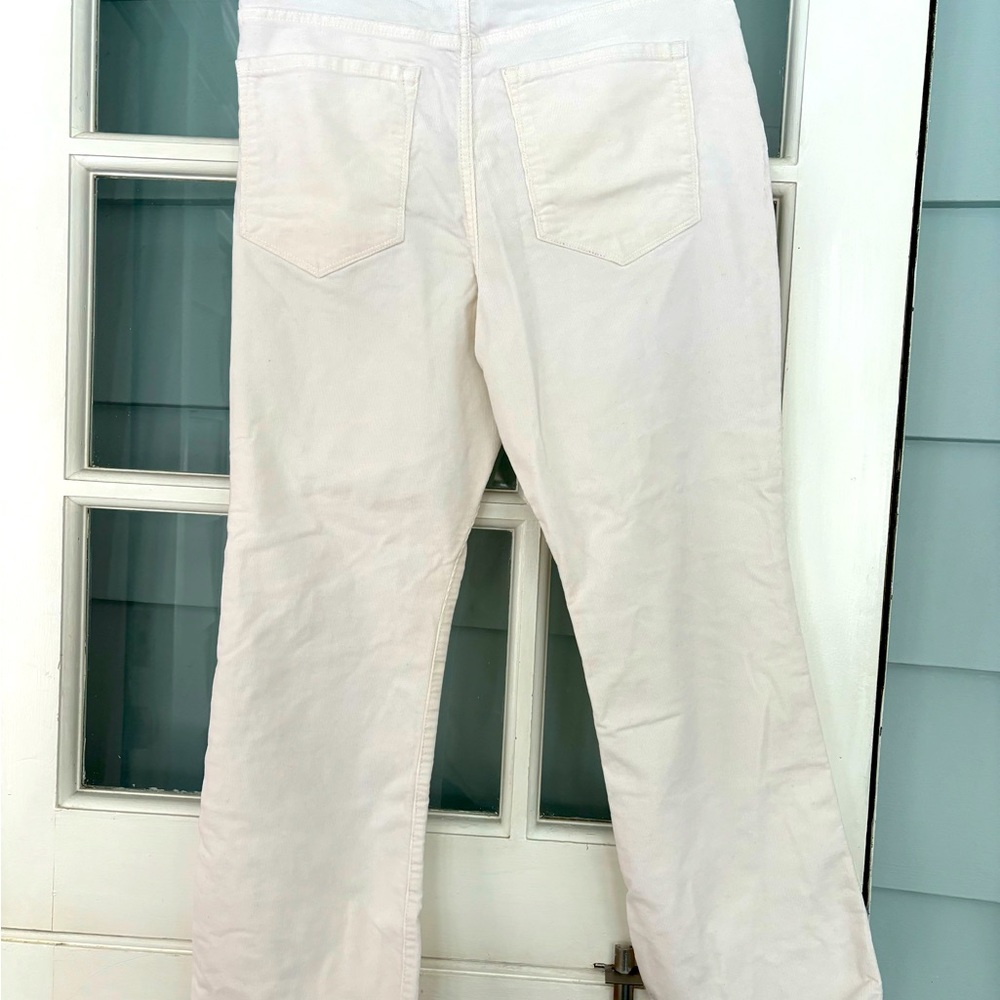 Banana Republic Premium Denim Mid Rise Skinny White Raw Hem Jeans, size 30”